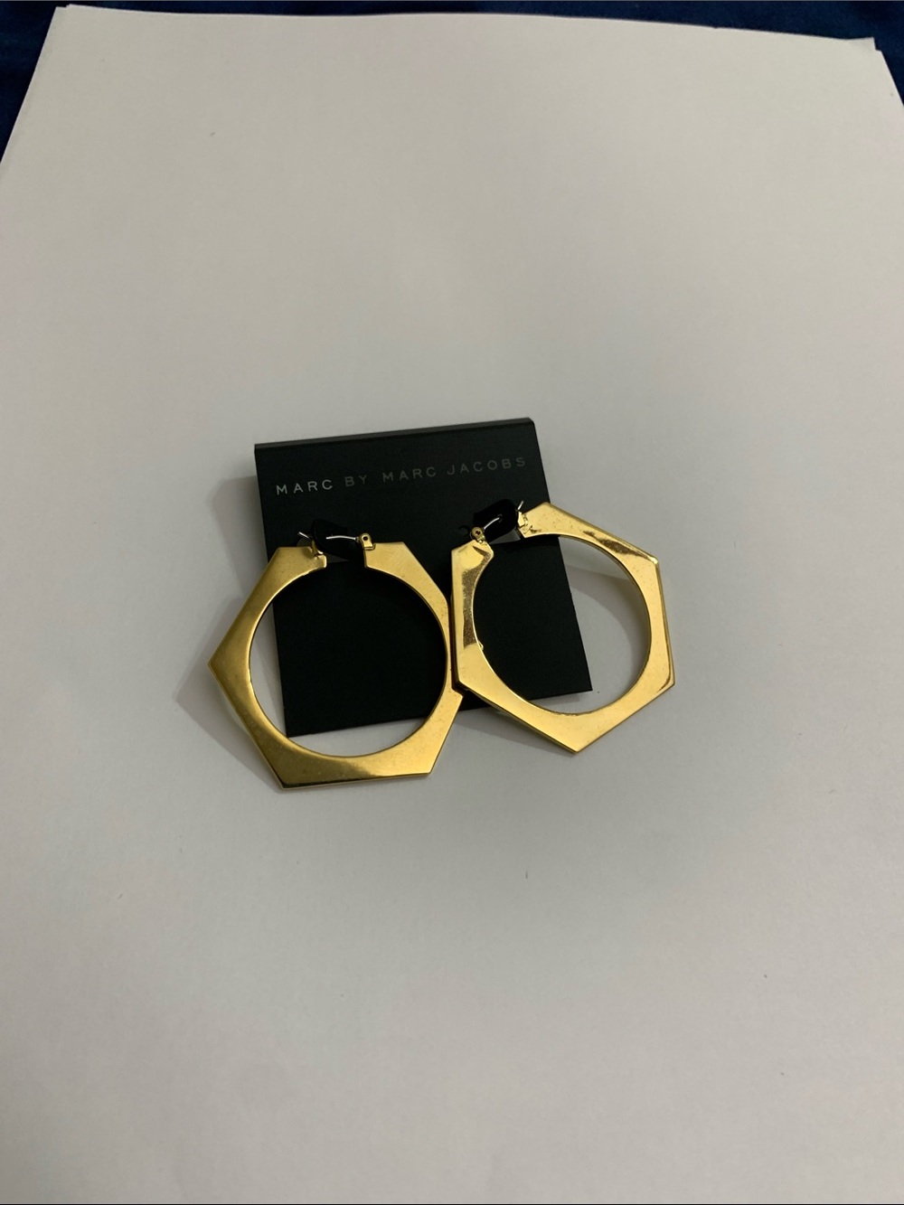 Marc by Marc Jacobs Gold Hexagonal Hoop Earrings New